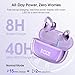 DUCOCUB Open Ear Earbuds Wireless Clip on Headphones Bluetooth 5.4 Ear Buds with DNN Noise Cancelling, 48H Playtime, Low Latency, Fashion Design, Secure Fit, Clear Sound for Music & Calls (Purple)