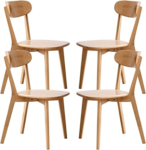 Jurmalyn Wood Dining Chairs Mid-Century Modern Kitchen Chairs Set Of 4 100% Solid Oak Wooden Dining Room Chairs For Farmhouse (Oak) #TOP27