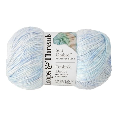 Loops & Threads Soft Ombre Yarn Light (3) Polyester Acrylic Blend Soft Gradient Yarn for Knitting & Crochet Blankets Hats Shawls & Accessories 426 yd / 5.29 oz Skein 6 Pack