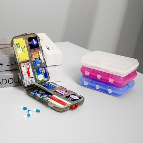 Image of Pill Organizer Travel Medicine Case - Daily Pill Organizer with 144 Labels, Portable Travel Essentials for Medication
