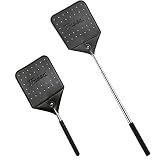 Trieez Flyswatter - Long Fly Swatter, Sturdy Leather Fly Swatter, Heavy Duty Telescopic Flyswatter w