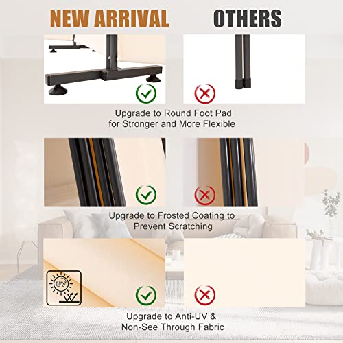 Room Divider 6FT Folding Privacy Screens, 3 Panel Partition Room Dividers w/Freestanding Design, Portable Wall Divider for Room Separtation, Fabric Screen Panel for Home Office Dorm School Cream - Thumbnail 2