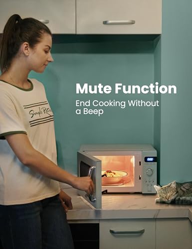 COMFEE' Retro Small Microwave Oven With Compact Size, 9 Preset Menus, Position-Memory Turntable, Mute Function, Countertop Microwave For Small Spaces, 0.7 Cu Ft/700W, Green, AM720C2RA-G