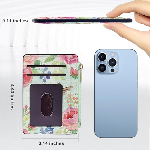 Image of Tipmile Womens Credit Card Holder Wallet, Small Slim RFID Blocking Sleeve | Mini Tiny Cute ID Case, Minimalist Zipper Pocket Wallet, Thin Coin Purse, Mothers Gift