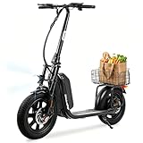 iScooter E Scooter mit Straßenzulassung für Erwachsene mit 16*3 Zoll Fat Winterreifen, 36V 20.8Ah ABE Faltbarer E Roller, Elektroroller Herausnehmbarer Akku, 150 kg Tragkraft, Korb, Stoßdämpfung, App
