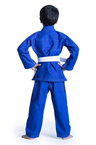 Vector Sports KIDS_GI_BLUE_C1 100% Cotton Pearl Weave Kids Brazillian Jiu Jitsu Bjj Gi Attila Series Kimono Lightweight Preshrunk Fabric thumb #7