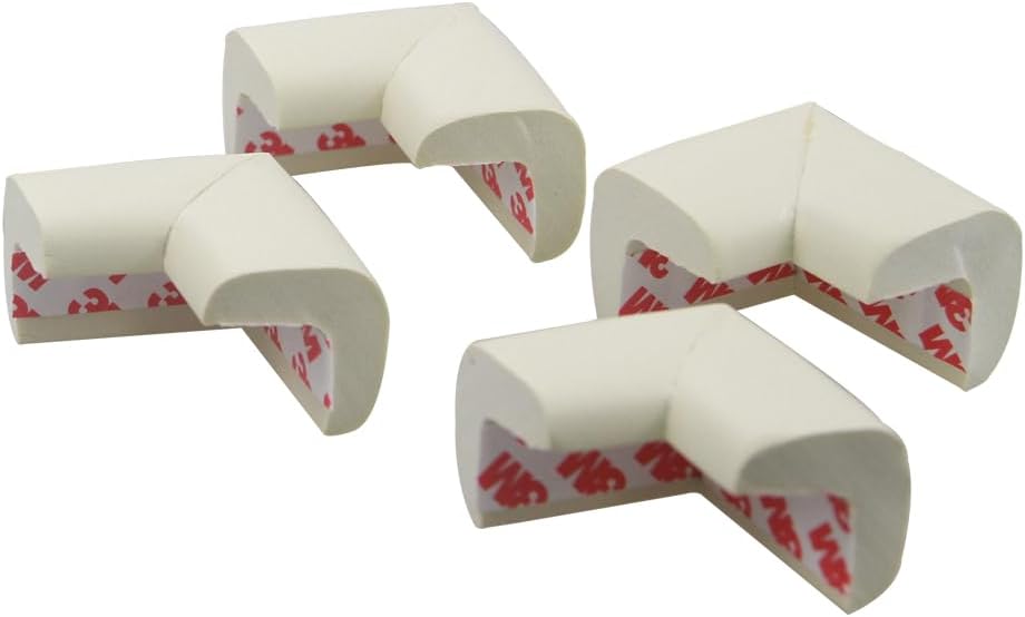 WONDERLAND Soft Rubber Foam Corner Protector Guards for Baby, Furniture Corner Guard, Edge Safety Bumpers, 3M Adhesive Pre-Taped (White/Brown, 10 Corners) (White)