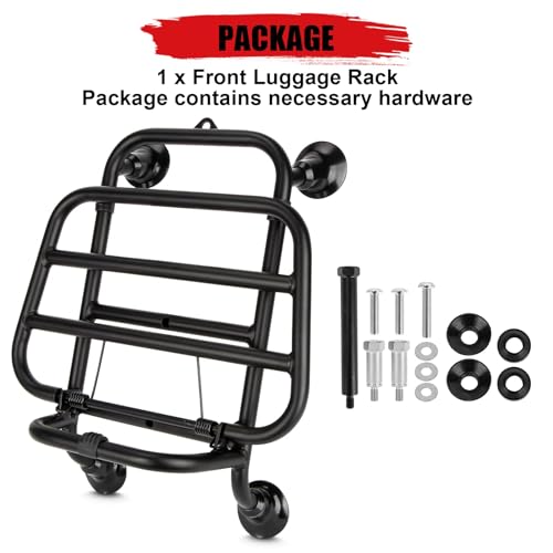 Vorderer Gepäckträger für Vespa GTS 300 125 200 250 2018-2025, PSLER Gepäckträgerregal Gepäckhalterung Motorradteile(Schwarzer)