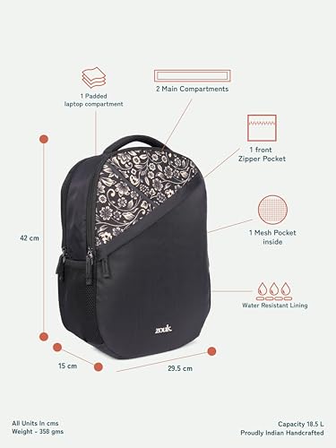 Image of ZOUK Taaran Backpack - Large 2 Compartment Backpack, 18.5L with Spacious Interiors Bags For School, Office, College, Gift For Men & Women