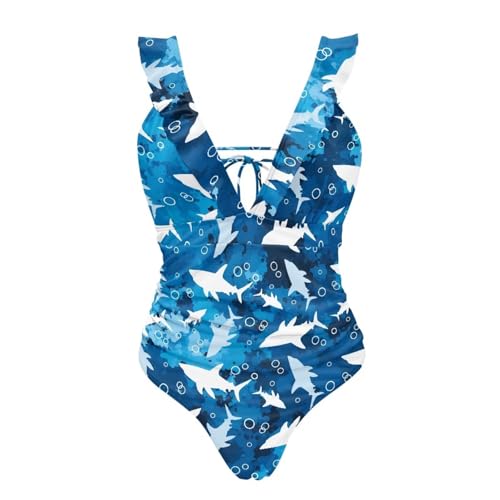 Deep V Neck Bathing Suits for Women Ruffle Swim Suits for Women 2025 Tummy Control Ruch Flower Floral4