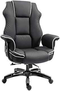 Vinsetto Piped PU Leather Office Chair, High Back Executive Chair, Computer Desk Chair with Armrests, Adjustable Height, Black