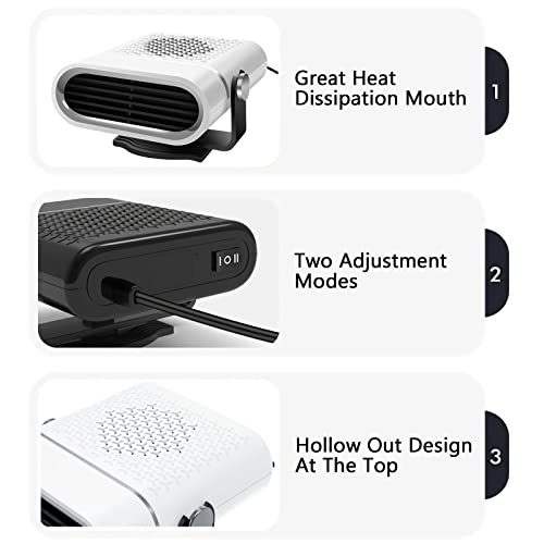 Car Heater Defroster- Portable Car Space Heater, Windshield Defroster Defogger, Heating And Cooling Fan With 12V 150W Thermostat, 3-Outlet Usb Plug In Cigarette Lighter For Car Suv Truck Rv Trailer #TOP5