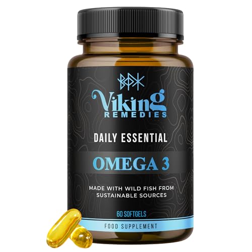 Daily Essential Omega-3 – 1100mg EPA & DHA per Serving – High Strength Fish Oil Softgels – Made in UK – 60 Capsules