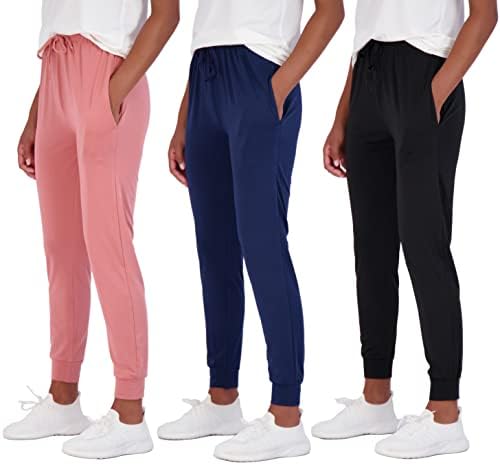 3 Pack: Women's Lounge Jogger Soft Teen Sleepwear Hiking Pajama Loungewear Yoga Pant Active Athletic Track Female Running Workout Casual Ladies Yoga Sweatpants Plus Size Exercise Pockets - Set 1, 3X