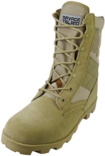 Savage Island Bottes de Combat en Daim pour Armée, Désert / Camo, 41 EU