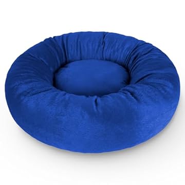 Cama Pet Redonda De Pelúcia Cachorro e Gato 50x50cm (Azul Bic)