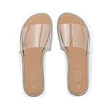 MUSSHOE Sandals for Women Dressy Open Toe Summer Flat Sandals for Women Transparent 8