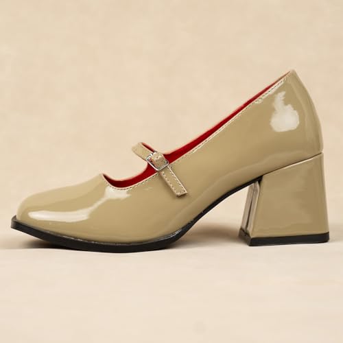 Image of Theater Women Mary Jane Block Heels | Single Strap Round Toe Pumps | Stylish & Comfortable for Formal, Office & Casual Wear