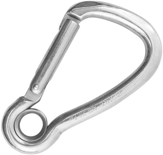 Harness Eye INOX Stainless Steel Carabiner – Asymmetric Connector with Straight Gate & Eye – Made in Italy