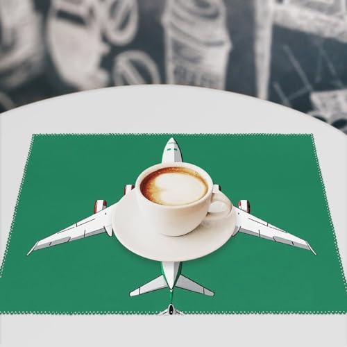 Set de table avion vert résistant à la chaleur infroissable x6 - 8