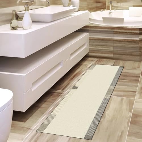 Alfombra de pasillo beige moderna de 90x150 cm lavable para hogar 4
