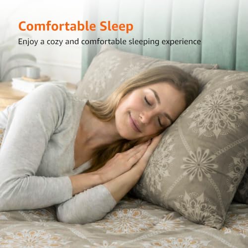 Image of Amazon Basics - 100% Cotton Fitted Bedsheet | 144TC |Fitted Queen Bed Sheet with 2 Pillow Cover|Soft Cotton | Floral Print | 78 Inch x 60 Inch - 8 Inch Drop, Mustard Yellow