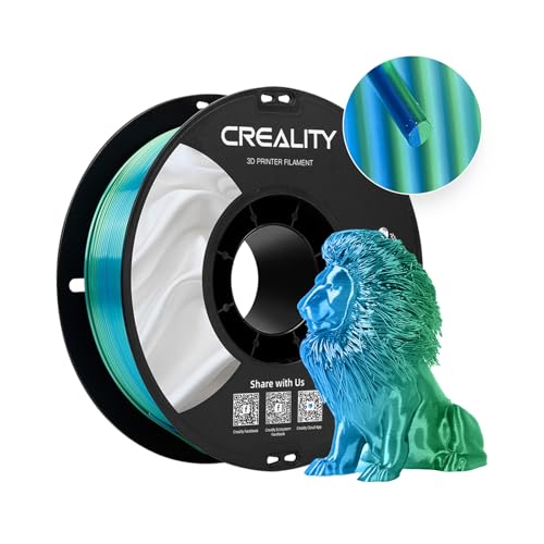 Creality Multi Color Silk PLA Filament, 3D Printer Filament 1.75mm, High Glossy and Smooth Silk Texture, Silk Shiny +/-0.02mm, 3D Printing Filament 1KG/2.2lb (Blue-Green)