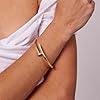 Electric Picks Nailed It Bracelet for Women, 14k Gold Plated Stainless Steel Nail-Inspired Bangle, 4mm Thick Adjustable Stackable Bracelet, Modern Minimalist Jewelry #1
