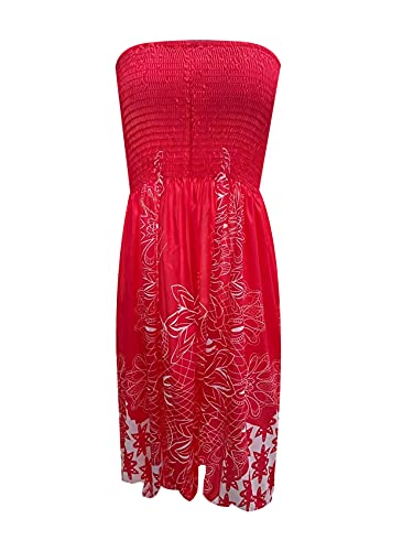 Image of Zyyfly Tube Top Dress Women Summer Beach Coverup Stretch Smocked Strapless Dress