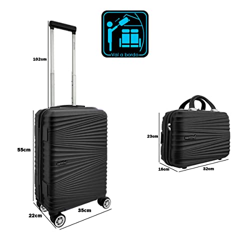 Conjunto Malas de Viagem 3 Peças Com Frasqueira Bordo Embarque Avião Rígida 4 Rodinhas Dupla 360° Ab
