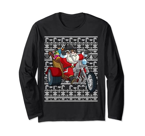 Babbo Natale equitazione moto brutto Natale motociclista Maglia a Manica
