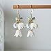 WLWDBY Handmade White Lily of the Valley Earrings，Elegant Floral Jewelry, Perfect Gift for Nature Lovers, Birthdays, and Special Occasions