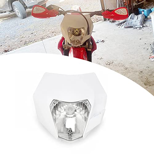 JFG RACING Dirt Bike Headlight,Universal Motorcycle Head Light Assembly Kit for Most Motorcycle Dirt Bike Pit Bike ATV Enduro Street Mini Bike SX XC DRZ TTR XCW SXF Lifan - White