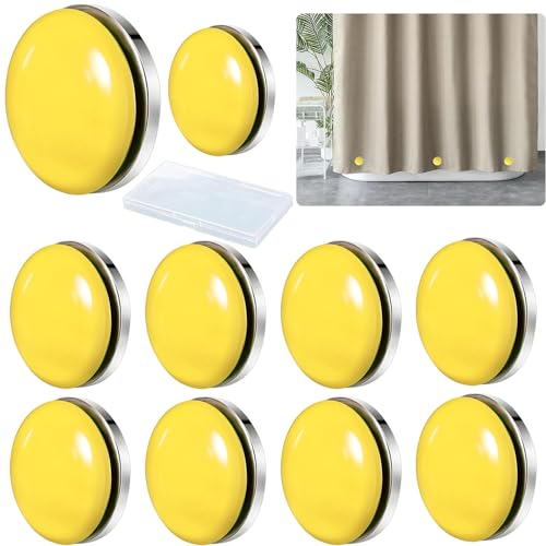 Yitobici Pesas Para Cortinas De Ducha, Pesas Para Cortinas, Paquete De 10 Cortinas Magnéticas Redondas, Cortinas Magnéticas Redondas, Imanes Para Mantel, Con Caja Transparente Amarillo