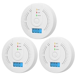 Digital Carbon Monoxide Detector with LCD Display and Sound Warning, Fault/Alarm/Operate Indicators,AA Battery Powered, CO Sensor Complies with UL 2034 Standards for Home(3/Pack)