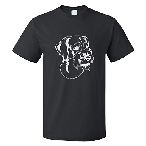 Custom Funny Graphic T Shirts for Men German Wirehaired Pointer Head Black Cotton Top Black Design Only Medium