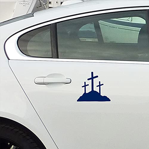 Image of Calvary Crosses Christian Jesus (Navy Blue) (Set Of 2) Premium Waterproof Vinyl Decal Stickers For Laptop Phone Accessory Helmet Car Window Bumper Mug Tuber Cup Door Wall Decoration