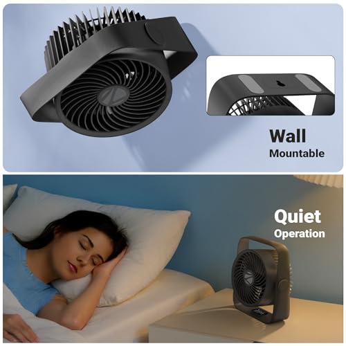 Image of Zebronics Heat Buster 300, Portable Desk Fan, Upto 13h Backup, 3600mAh Rechargeable Battery, 360 Rotatable fan, 4 Speed + 1 Breeze Mode, Wall-Mountable, for Travel, Office, Home (Black)