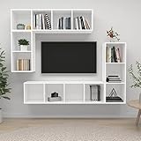 Matériau: aggloméré INLIFE Meuble TV, Ensemble de Meuble TV 4 pcs Blanc Aggloméré (79.5kg)