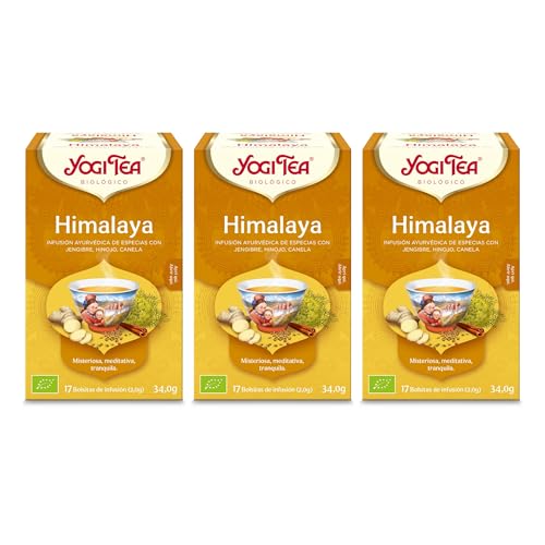 Yogi Tea Chai Himalaya Bio - Infusión Ayurvédica - Mezcla de Jengibre, Hinojo y Canela - Sin Cafeína - Pack de 3x17 bolsitas (51 bolsitas en total)