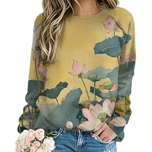 ZOCANIA Sweatshirt for Women Crewneck Womens Top Long Sleeve Floral Printed Sweatshirts Casual Loose Fit Pullover Tops