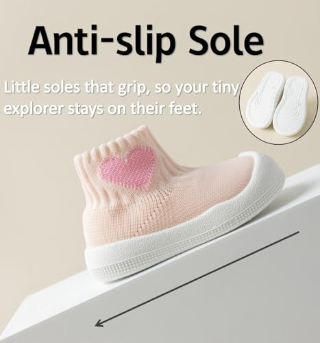 Image of Baby Sock Shoes Toddler Walking Slippers with Soft Rubber Sole