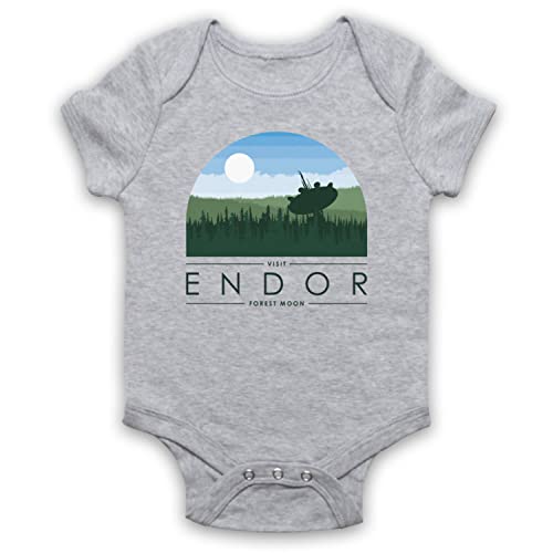 My Icon Art & Clothing Star Visit Endor Forest Moon Vintage Turismo Póster Ciencia Ficción Pelele Bebé Pelele, gris, 3-6 Meses