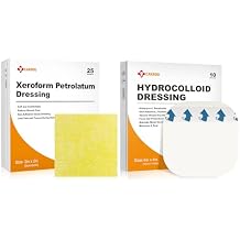 Carbou Medical Xeroform Petrolatum Dressing 2"x2" Pack of 25+Hydrocolloid Wound Dressing 4"x4" Pack of 20