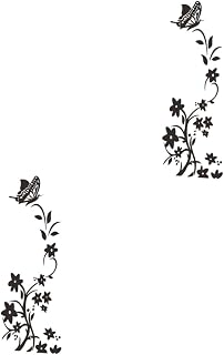 Holibanna 2 Pegatinas De Pared Para Nevera Diseño De Flores Extraíbles Color Negro