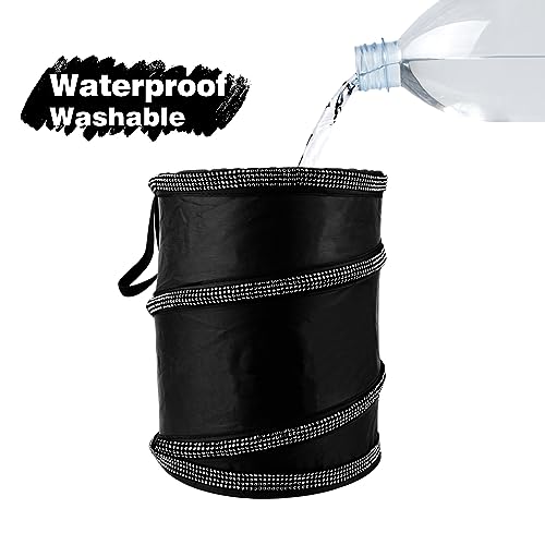 Image of eing Car Trash Can, Portable Garbage Bin with Bling Diamonds, Collapsible Pop-up Water Proof Bag, Waste Basket Bin, Rubbish Bin (1 Pack, Black)