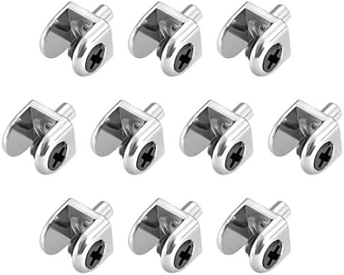 uxcell Glass Shelf Brackets, 10pcs Zinc Alloy Glass Shelf Clamp Pegs Support Clip Shaft Mount for 5-8mm Thick