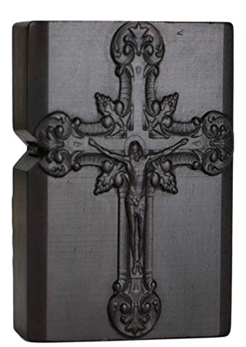 Generic Natürliches Ebenholz schwarzes Holz geschnitztes Feuerzeug Außengehäuse für Zippo Einsatz Kit (Jesus und Kreuz…