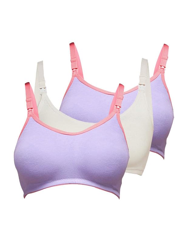 Image of Inner Sense Organic Cotton Bamboo Nursing Bra for Women I Non Padded Feeding Bra with Keyhole Back Design I Wire Free Maternity Innerwear with Full Coverage