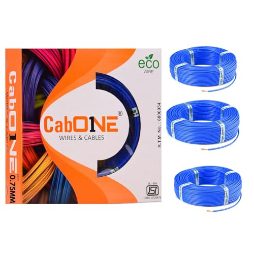 Image of CabONE Pack of 3 Electrical Wire 0.75mm | 90 Meter Single Core CCA Copper Cable | Heat Resistant No-Drip PVC Insulation | High Current Carrying Capacity House Wire